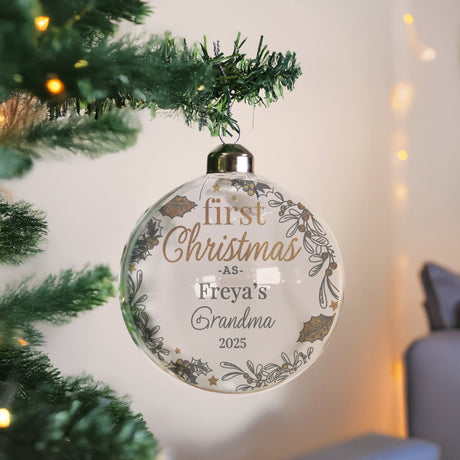 Personalised First Christmas As... Glass Bauble: 1 - Christmas Baubles By Gift Moments