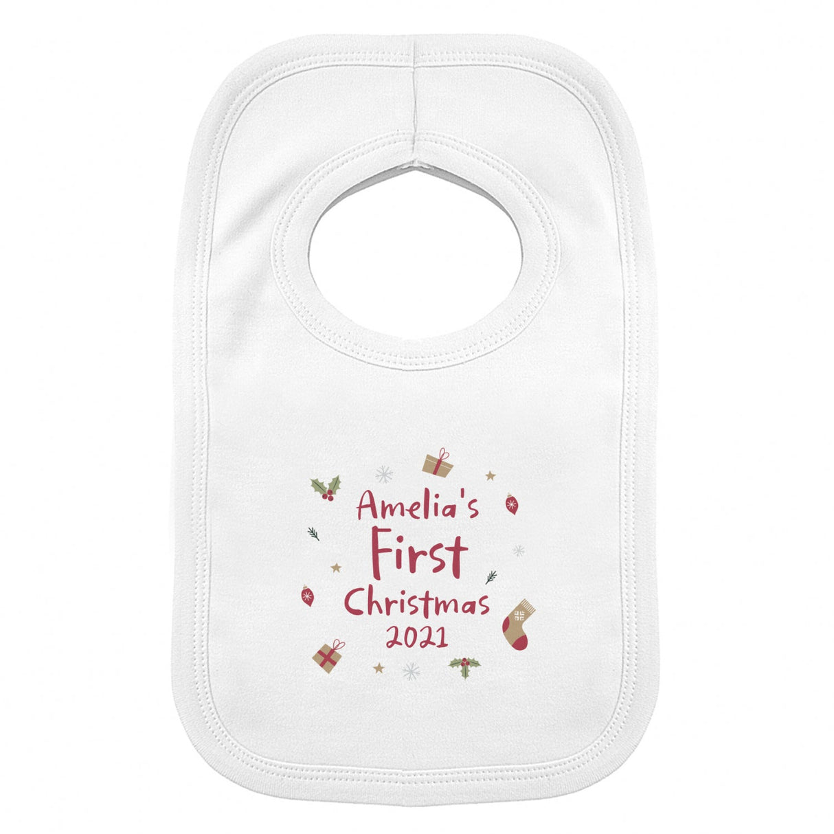 Personalised First Christmas Bib: 4 - Baby Clothing By Gift Moments