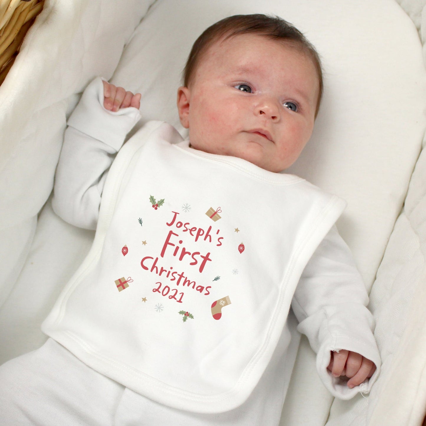 Personalised First Christmas Bib: 3 - Baby Clothing By Gift Moments