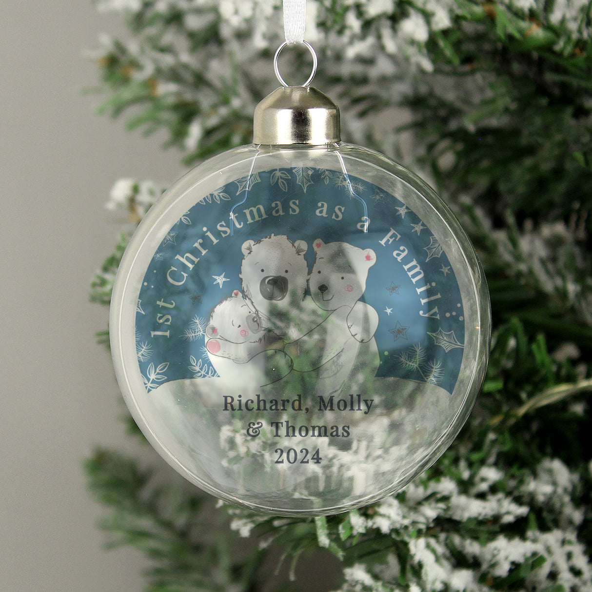 Personalised First Christmas as a Family Glass Bauble: 3 - Christmas Baubles By Gift Moments