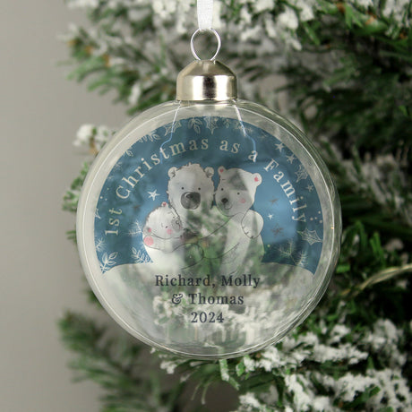 Personalised First Christmas as a Family Glass Bauble: 3 - Christmas Baubles By Gift Moments