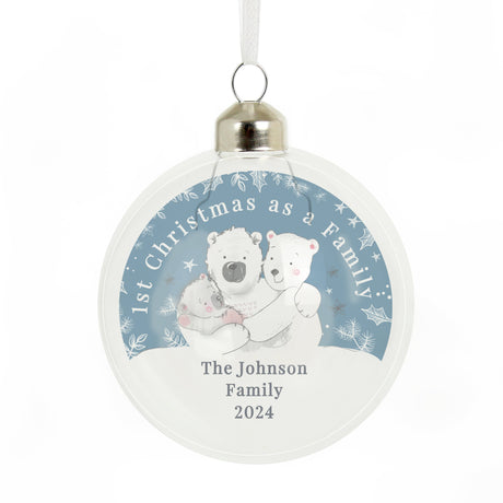 Personalised First Christmas as a Family Glass Bauble: 4 - Christmas Baubles By Gift Moments