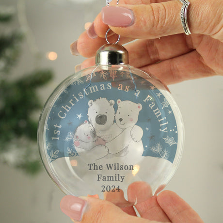 Personalised First Christmas as a Family Glass Bauble: 1 - Christmas Baubles By Gift Moments