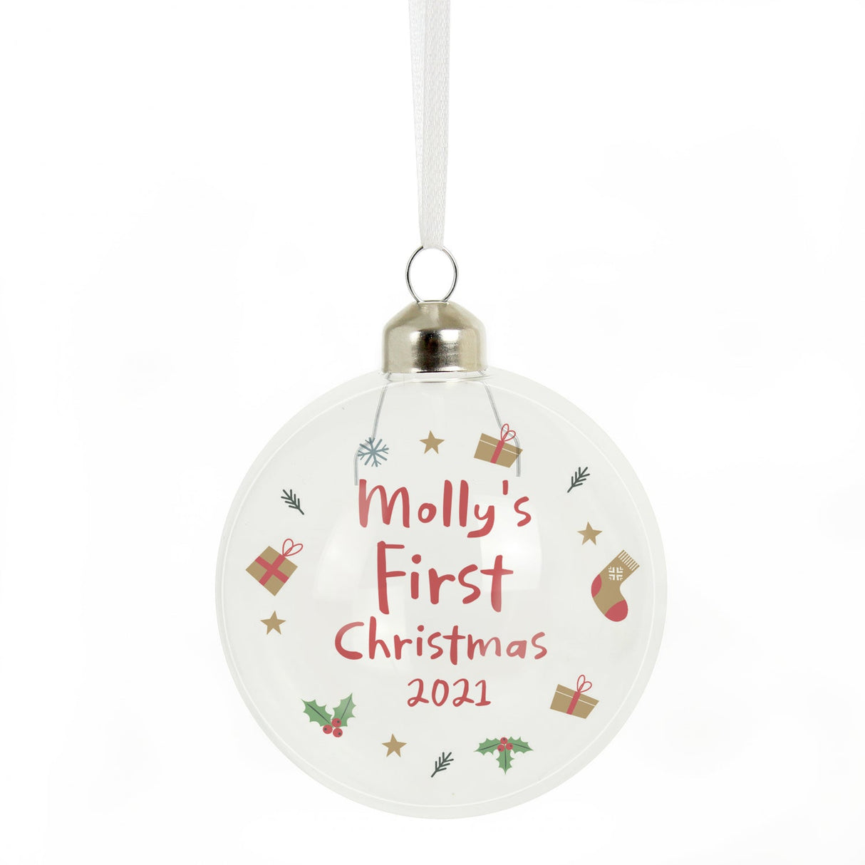 Personalised First Christmas Glass Bauble: 3 - Christmas Baubles By Gift Moments