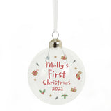 Personalised First Christmas Glass Bauble: 3 - Christmas Baubles By Gift Moments