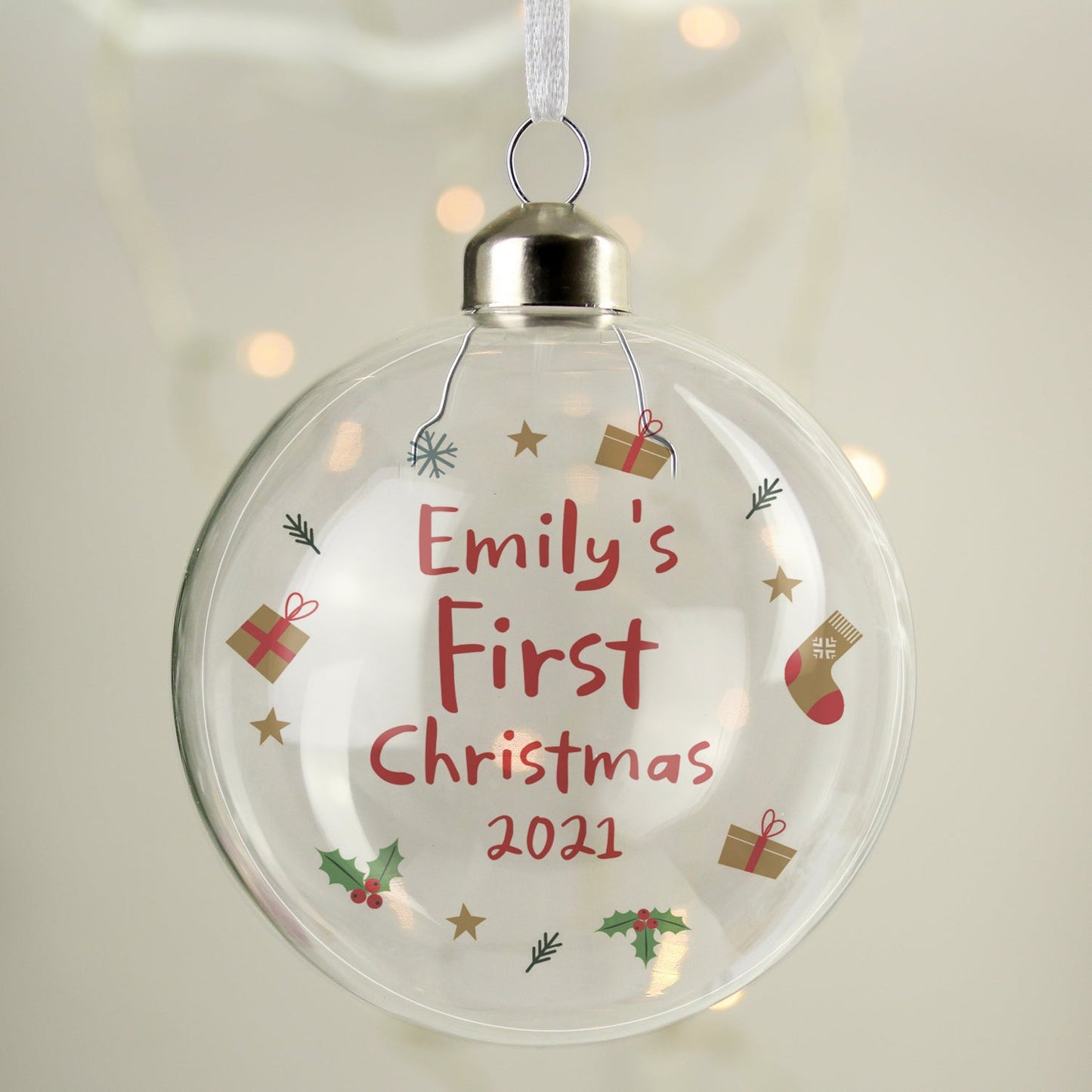 Personalised First Christmas Glass Bauble: 1 - Christmas Baubles By Gift Moments