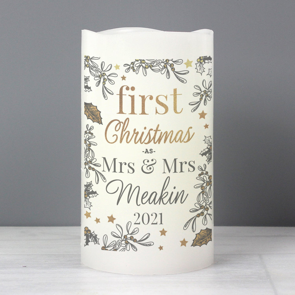 Personalised First Christmas LED Candle: 3 - LED Lighting By Gift Moments