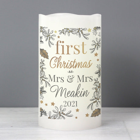 Personalised First Christmas LED Candle: 3 - LED Lighting By Gift Moments