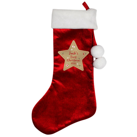 Personalised First Christmas Red Stocking: 3 - Christmas Stockings By Gift Moments