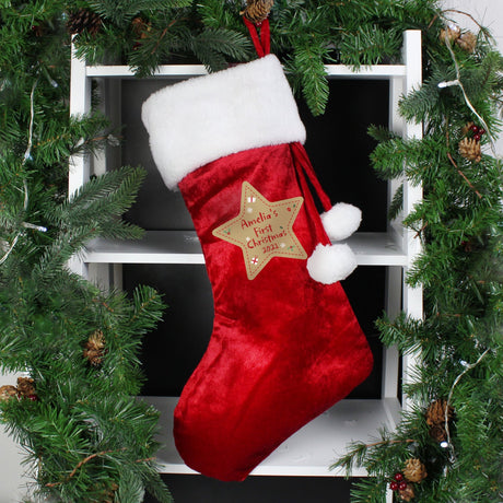 Personalised First Christmas Red Stocking: 2 - Christmas Stockings By Gift Moments