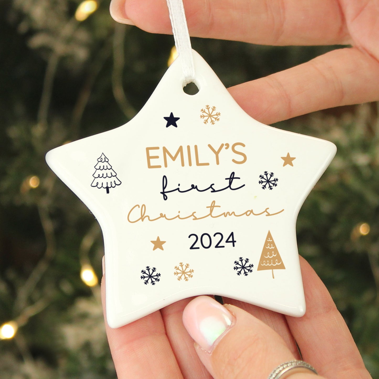 Personalised First Christmas Star Tree Decoration: 1 - Christmas Decorations By Gift Moments