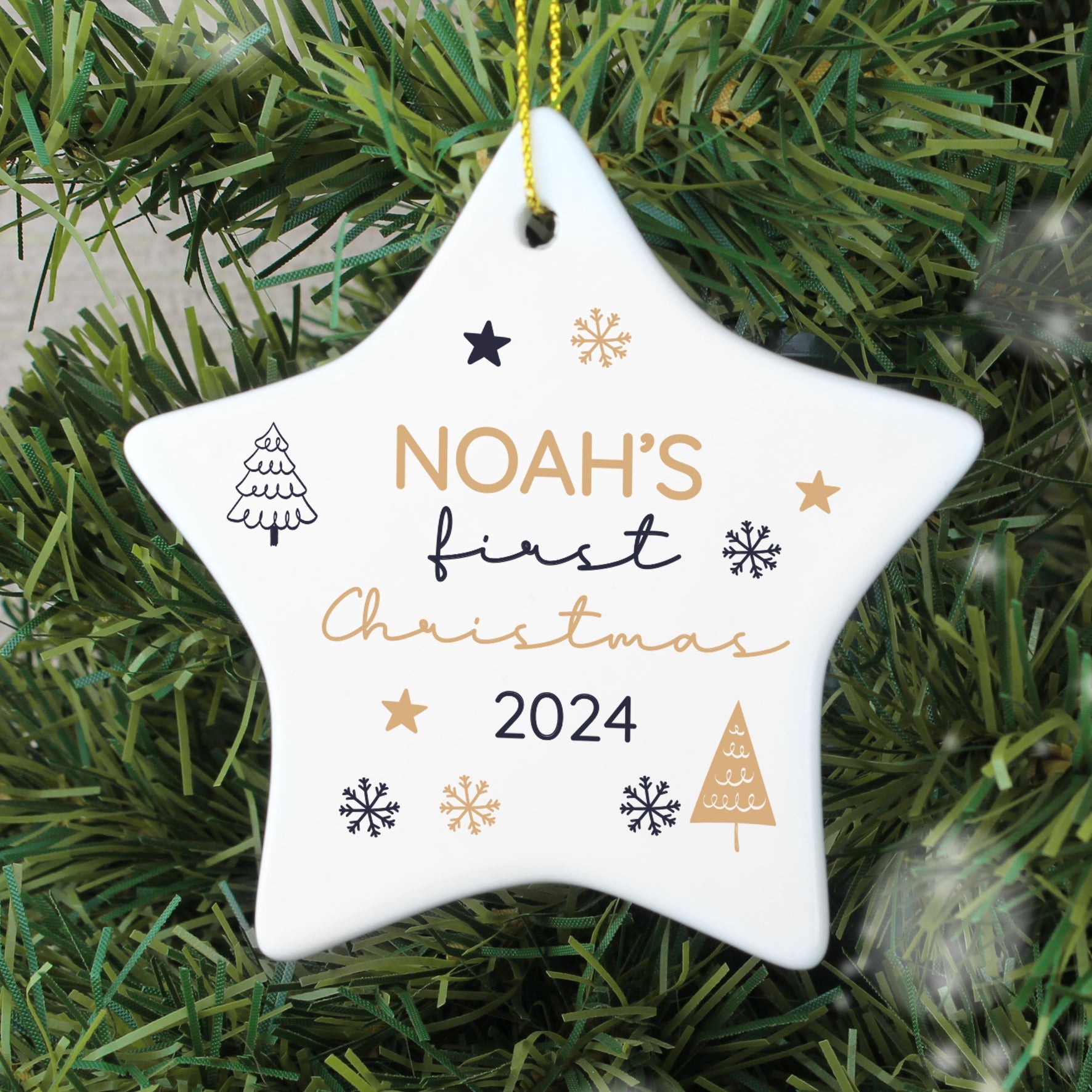 Personalised First Christmas Star Tree Decoration - Shop Christmas Decorations At Gift Moments - 2