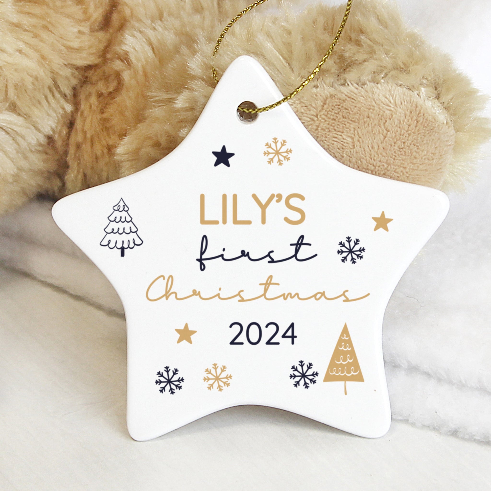 Personalised First Christmas Star Tree Decoration: 3 - Christmas Decorations By Gift Moments
