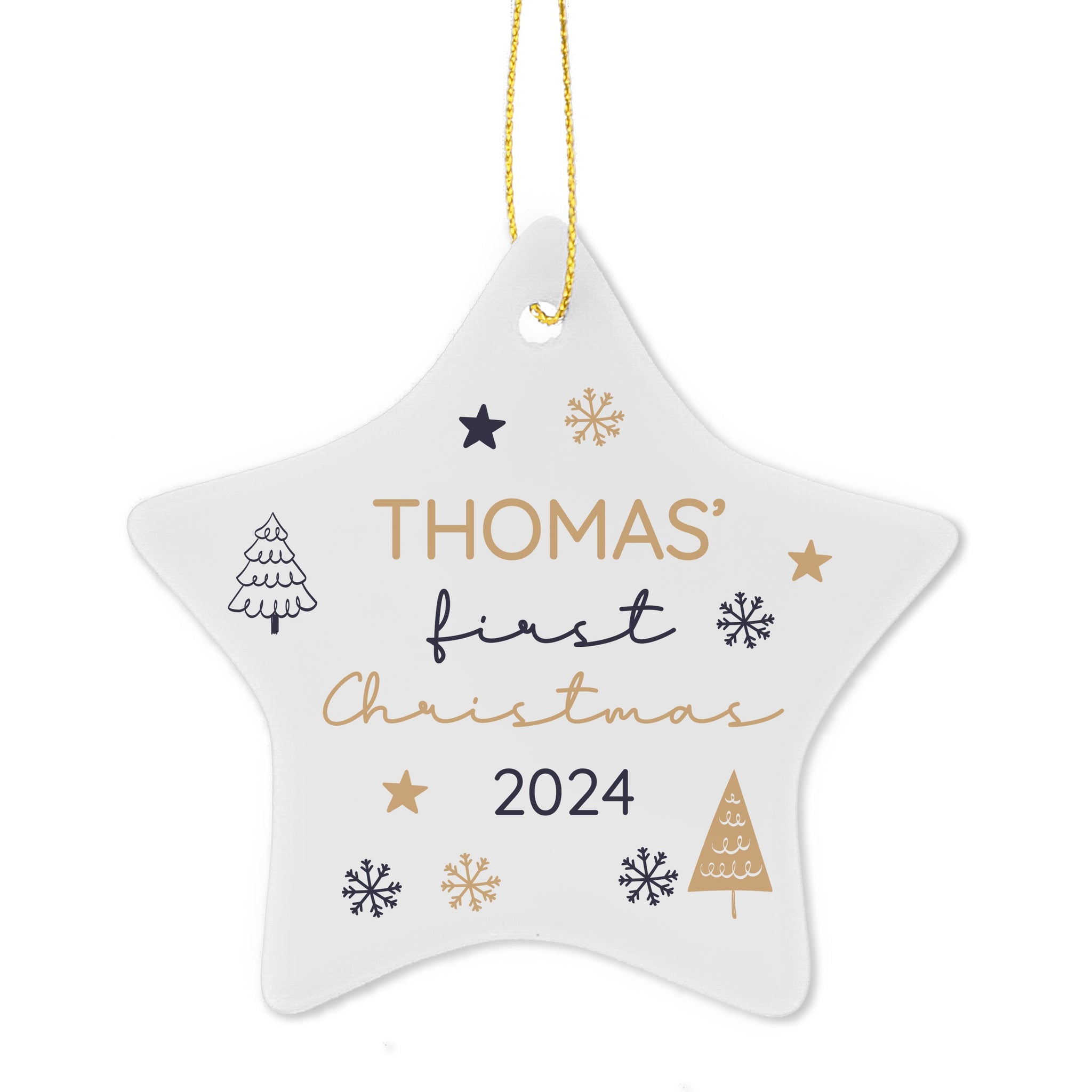 Personalised First Christmas Star Tree Decoration: 5 - Christmas Decorations By Gift Moments