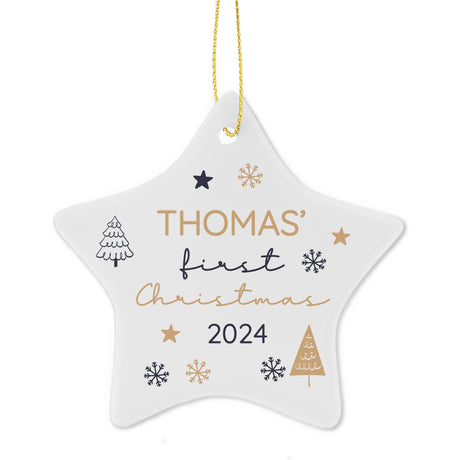 Personalised First Christmas Star Tree Decoration: 5 - Christmas Decorations By Gift Moments