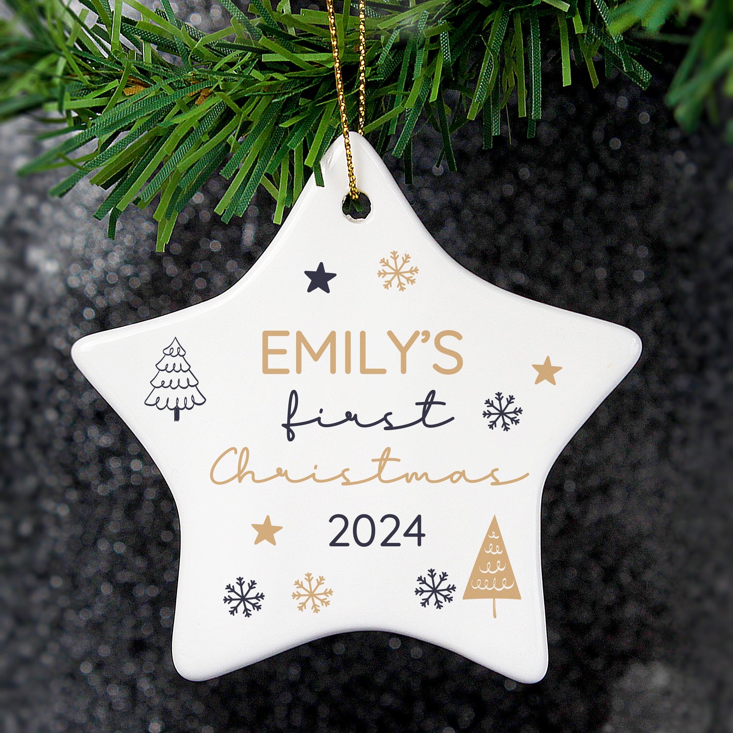 Personalised First Christmas Star Tree Decoration: 4 - Christmas Decorations By Gift Moments