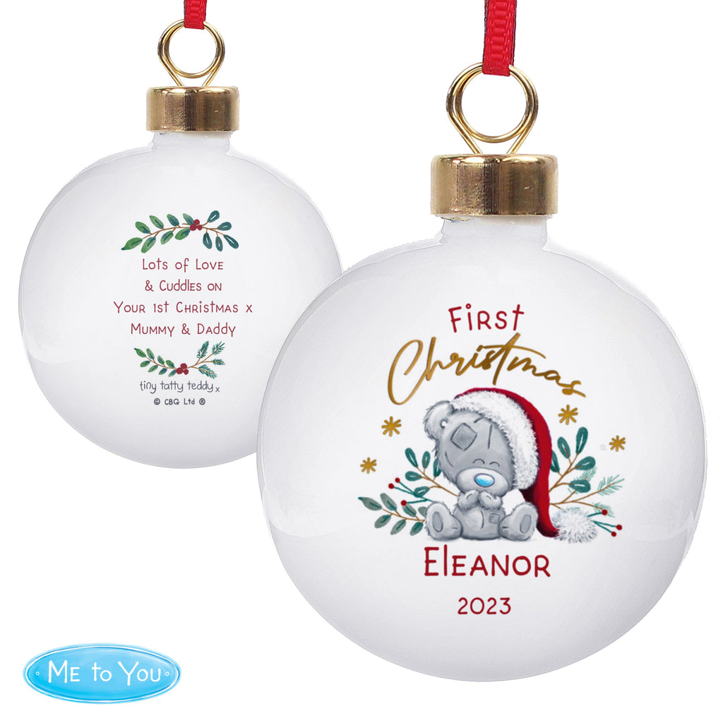 Personalised First Christmas Tiny Tatty Teddy Bauble - Shop Christmas Baubles At Gift Moments - 4