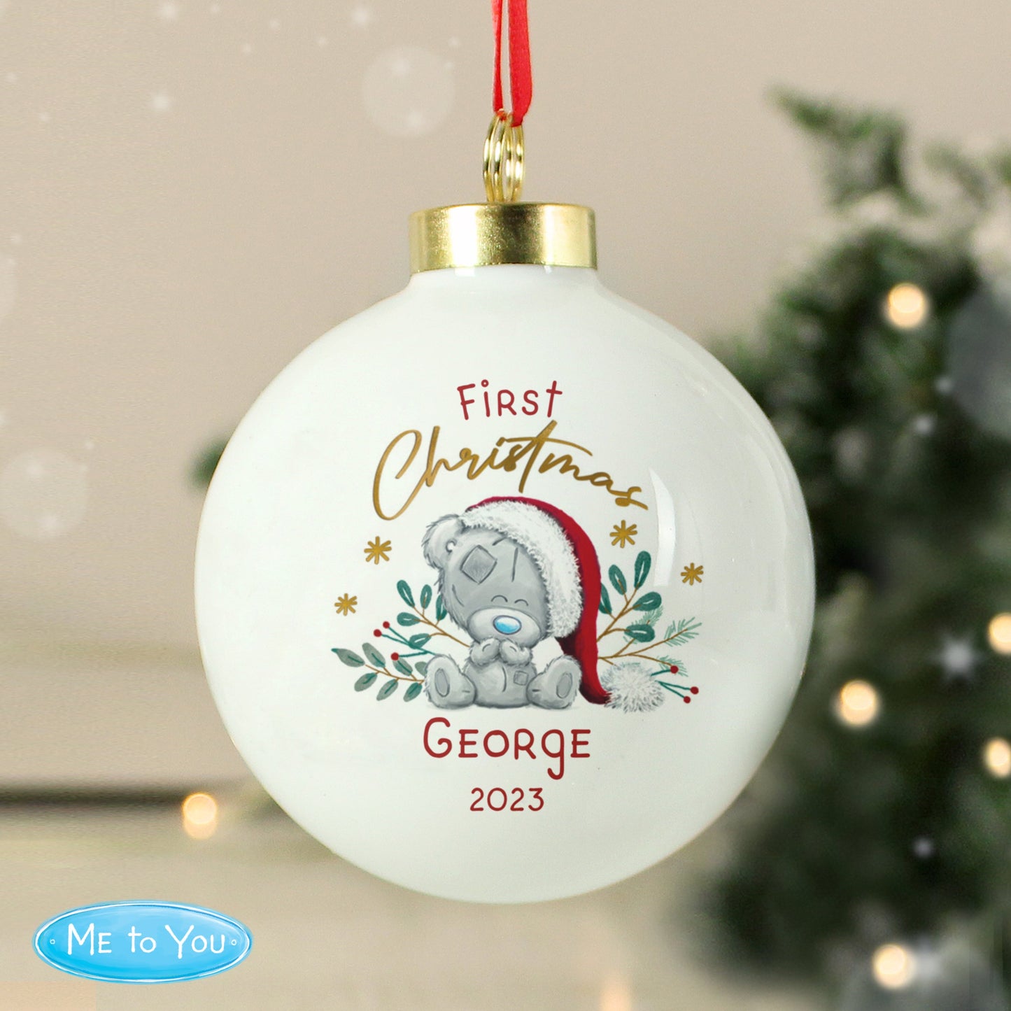 Personalised First Christmas Tiny Tatty Teddy Bauble: 2 - Christmas Baubles