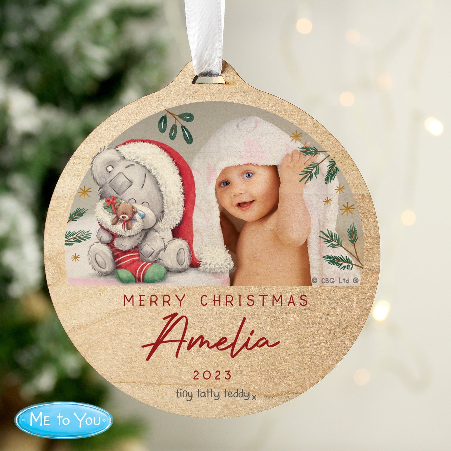 Personalised First Christmas Tiny Tatty Teddy Photo Upload Decoration: 3 - Christmas Decorations