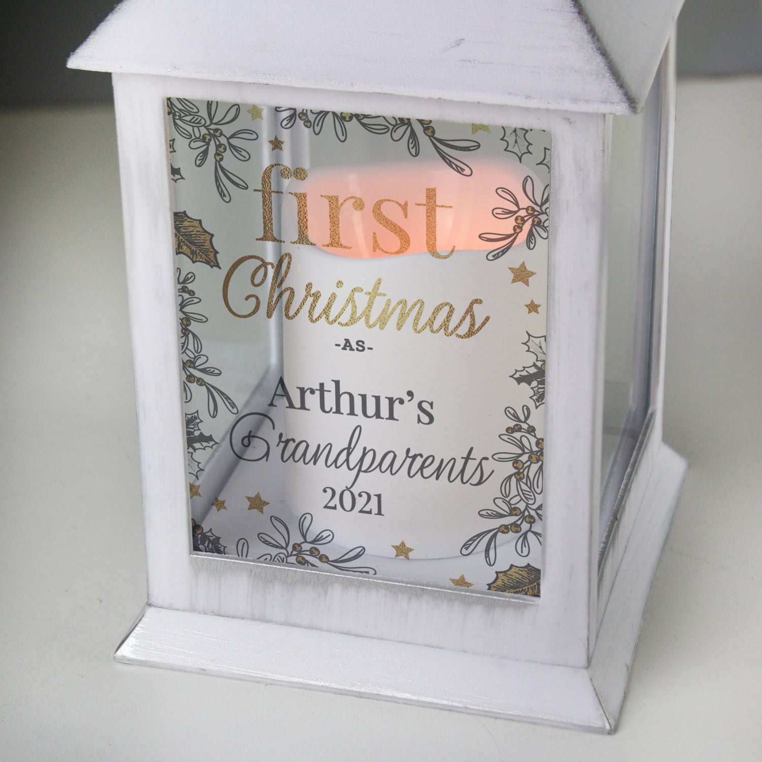 Personalised First Christmas White Lantern - Shop LED Lighting At Gift Moments - 2