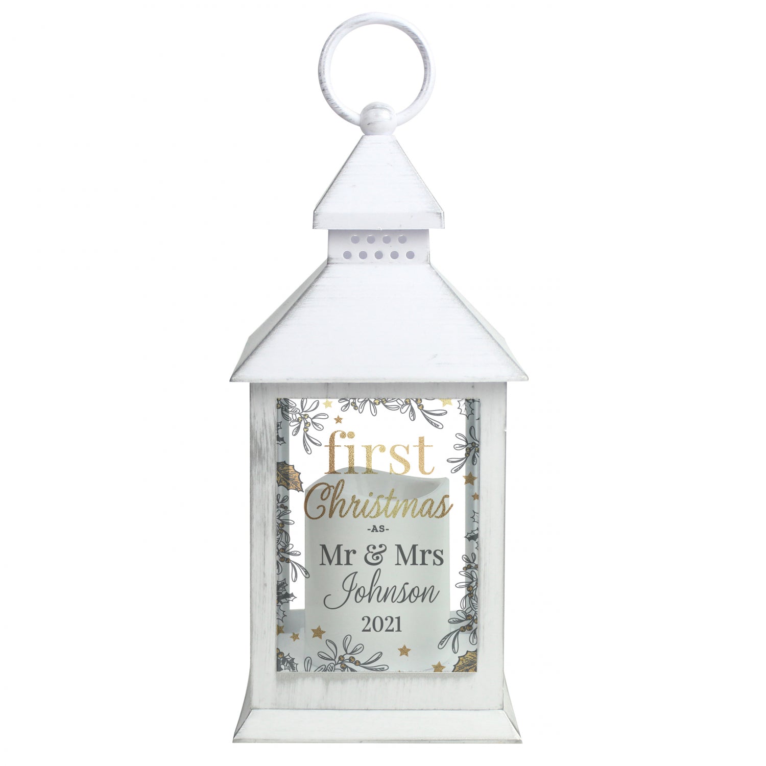 Personalised First Christmas White Lantern - Shop LED Lighting At Gift Moments - 4