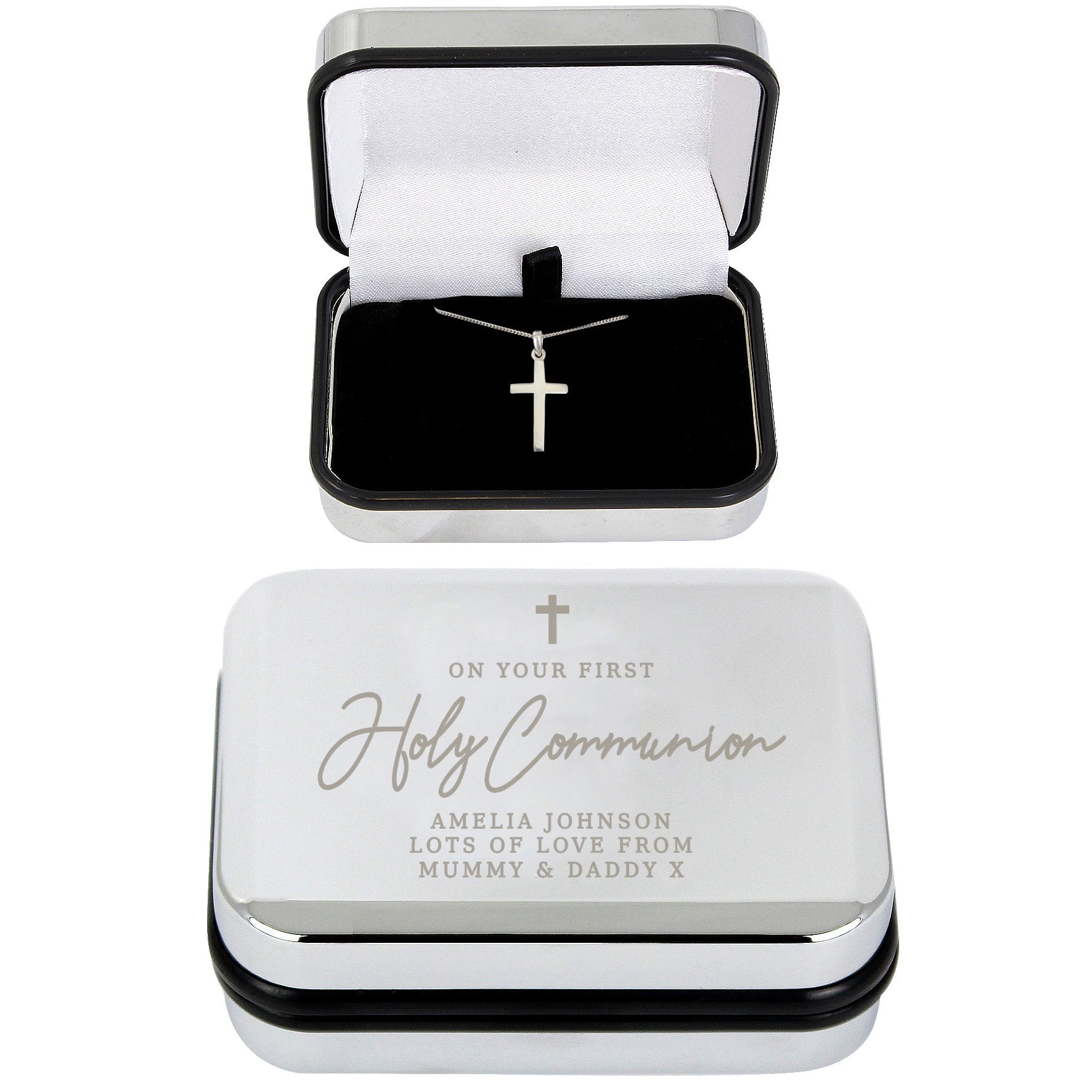 Personalised First Holy Communion Box & Cross Necklace Set: 2 - Necklaces By Gift Moments