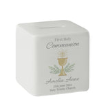 Personalised First Holy Communion Ceramic Square Money Box: 5 - Money Boxes By Gift Moments