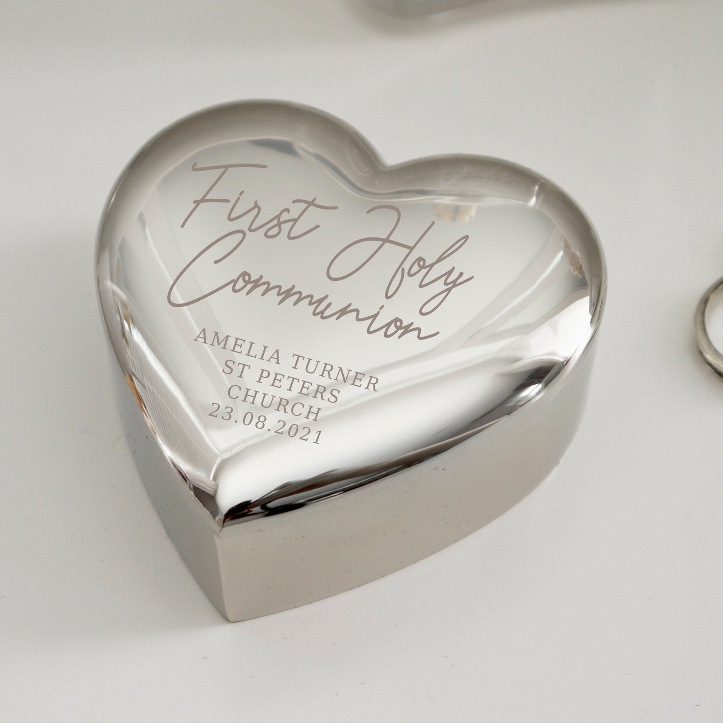 Personalised First Holy Communion Heart Trinket Box: 2 - Trinket Boxes By Gift Moments