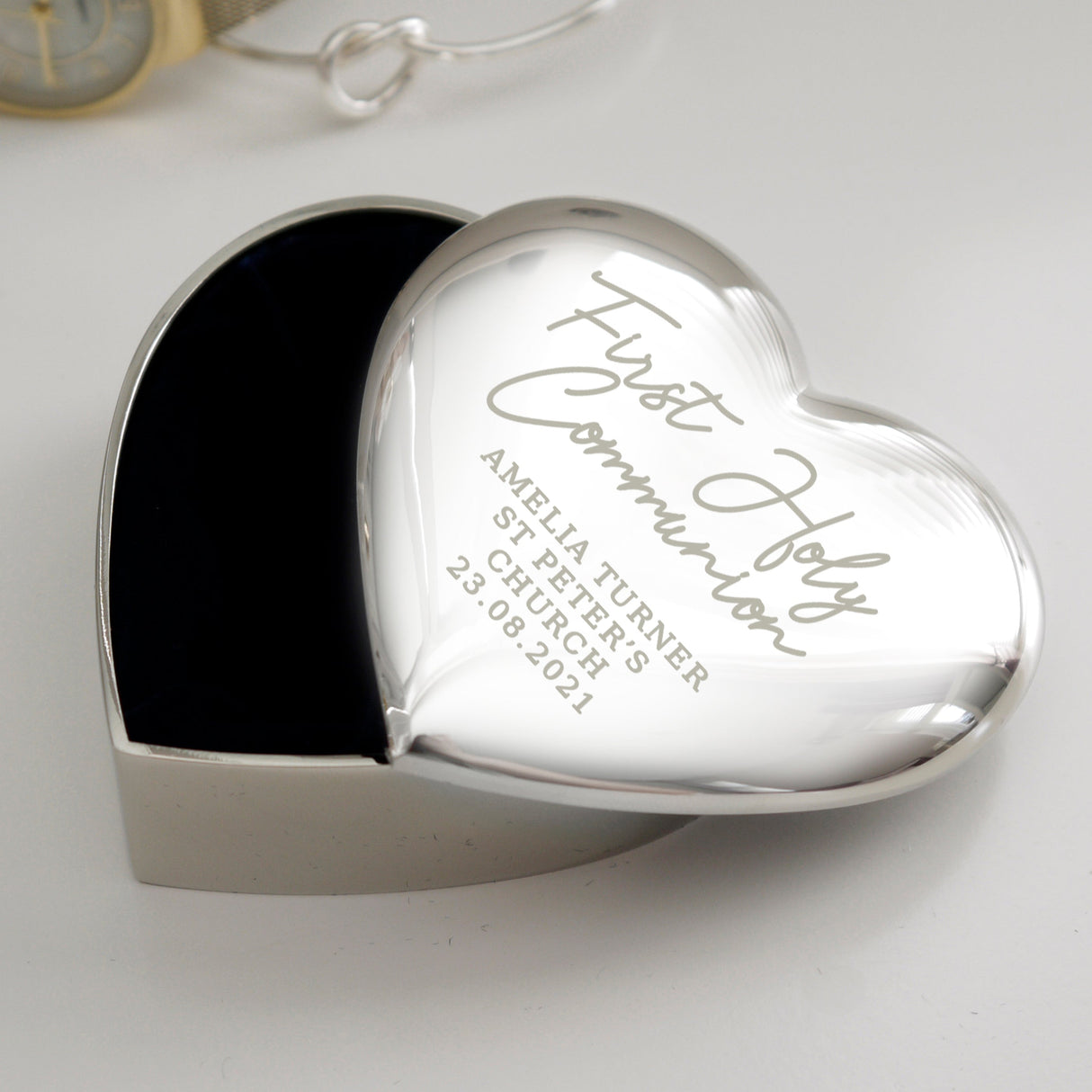 Personalised First Holy Communion Heart Trinket Box: 4 - Trinket Boxes By Gift Moments