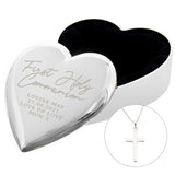 Personalised First Holy Communion Heart Trinket Box & Cross Necklace Set: 2 - Necklaces By Gift Moments
