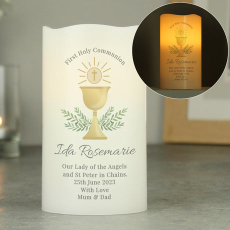 Personalised First Holy Communion LED Candle: 2 - LED Lighting By Gift Moments