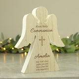 Personalised First Holy Communion Rustic Wooden Angel Decoration: 1 - Ornaments By Gift Moments