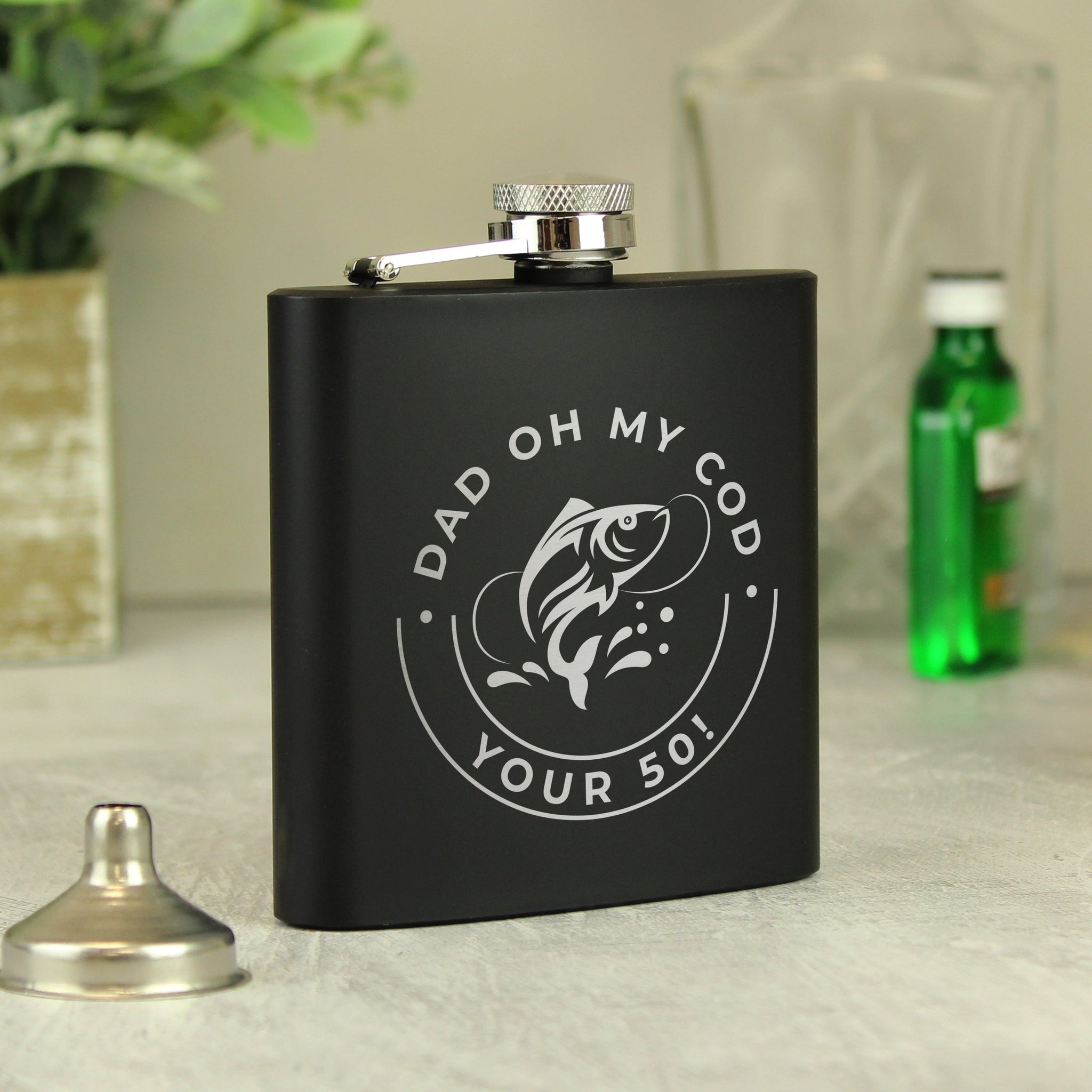 Personalised Fishing Black Hip Flask: 4 - Hip Flasks By Gift Moments