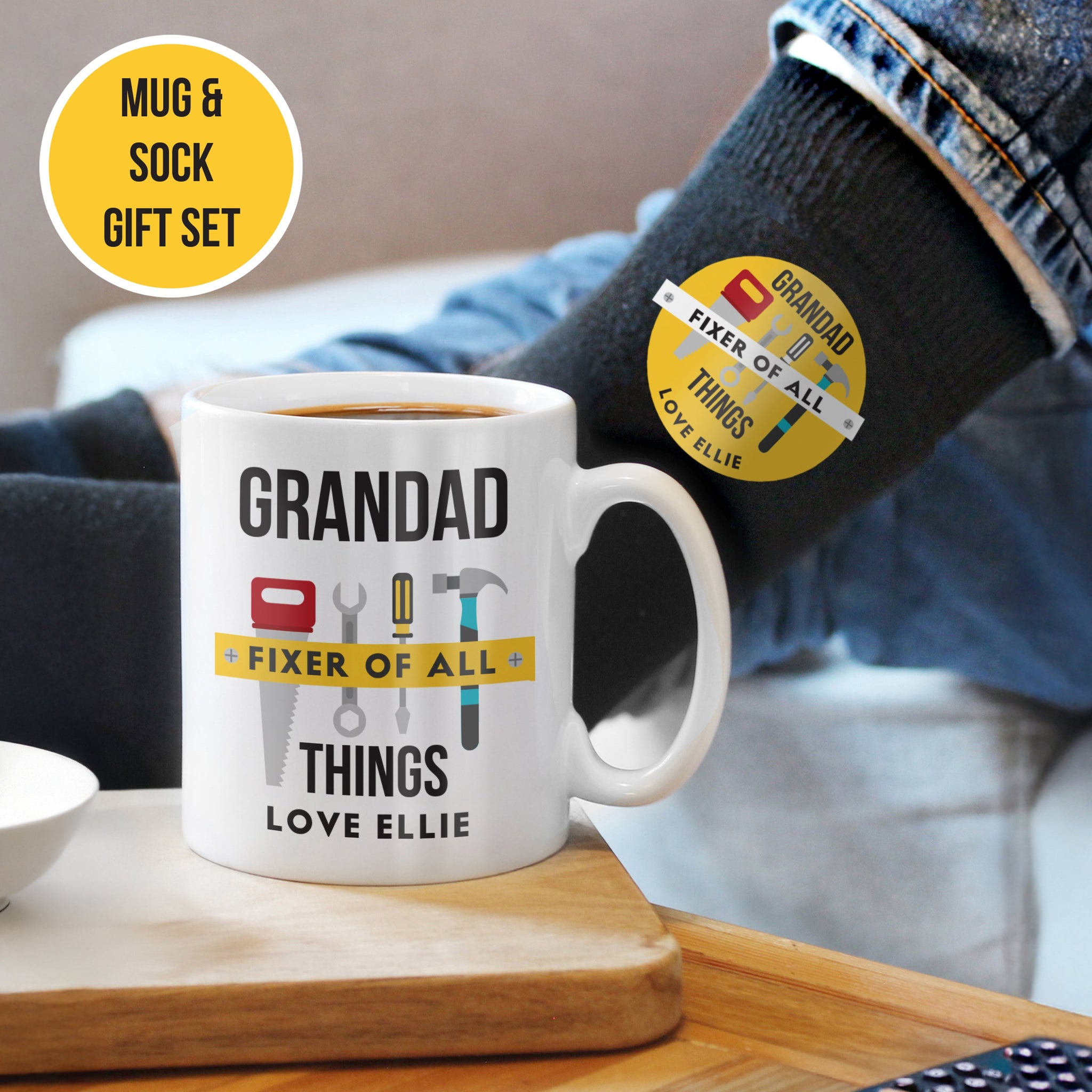 Personalised Fixer of All Things Mug & Socks Set: 2 - Mugs By Gift Moments