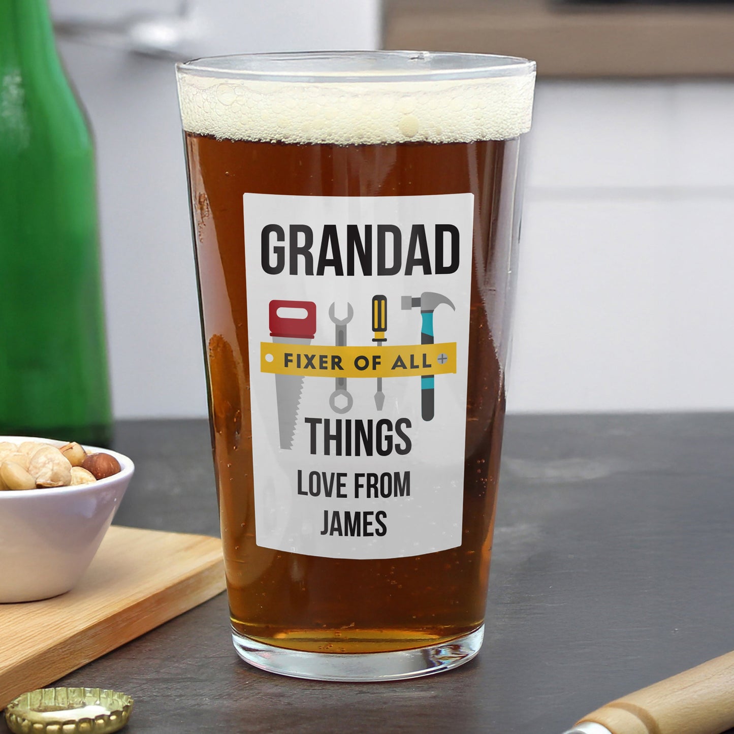 Personalised Fixer Of All Things Printed Beer Glass: 3 - Beer Glasses By Gift Moments
