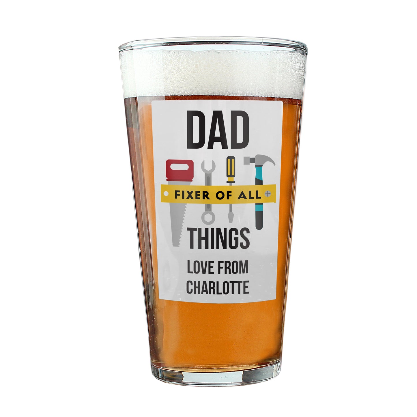 Personalised Fixer Of All Things Printed Beer Glass: 5 - Beer Glasses By Gift Moments