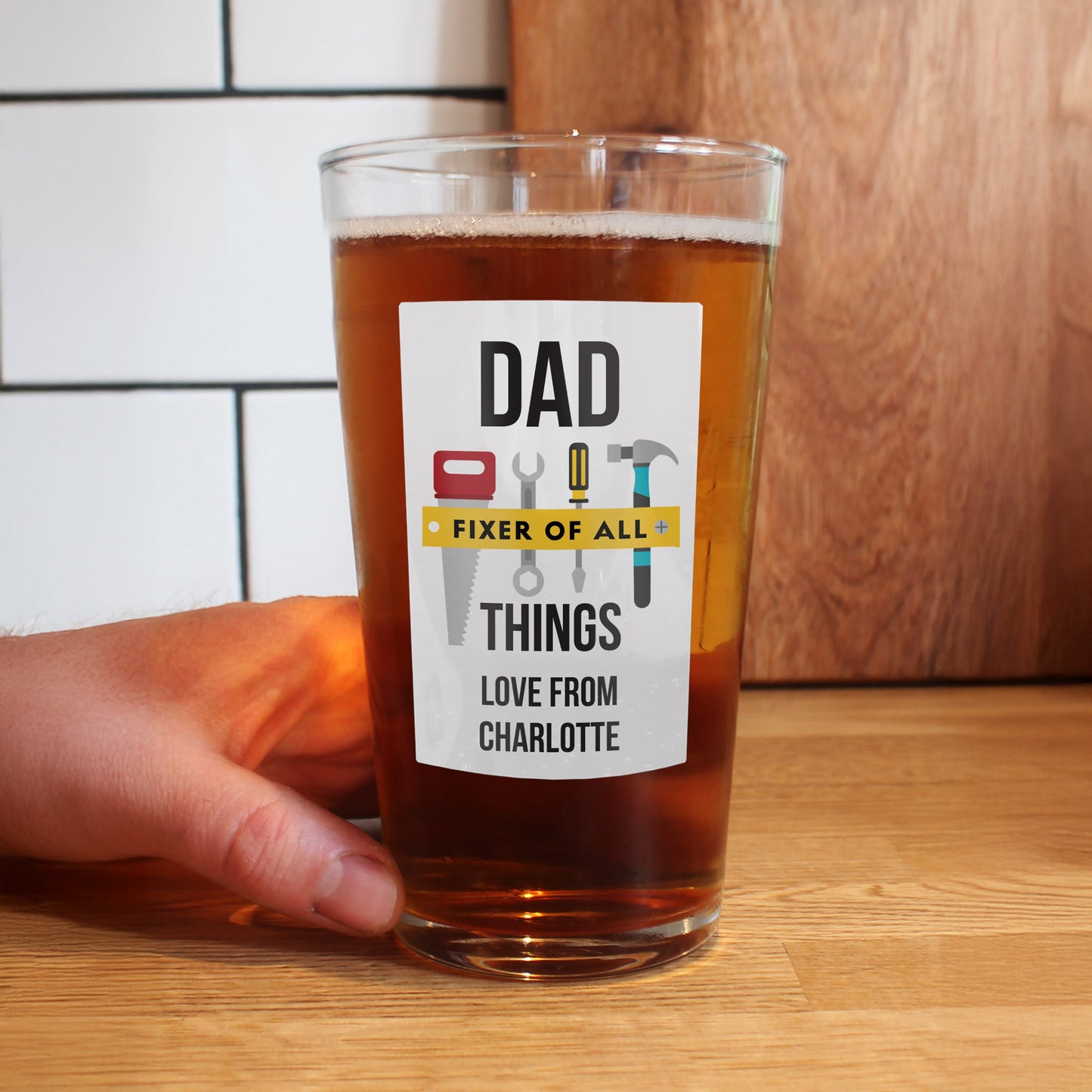 Personalised Fixer Of All Things Printed Beer Glass: 2 - Beer Glasses By Gift Moments