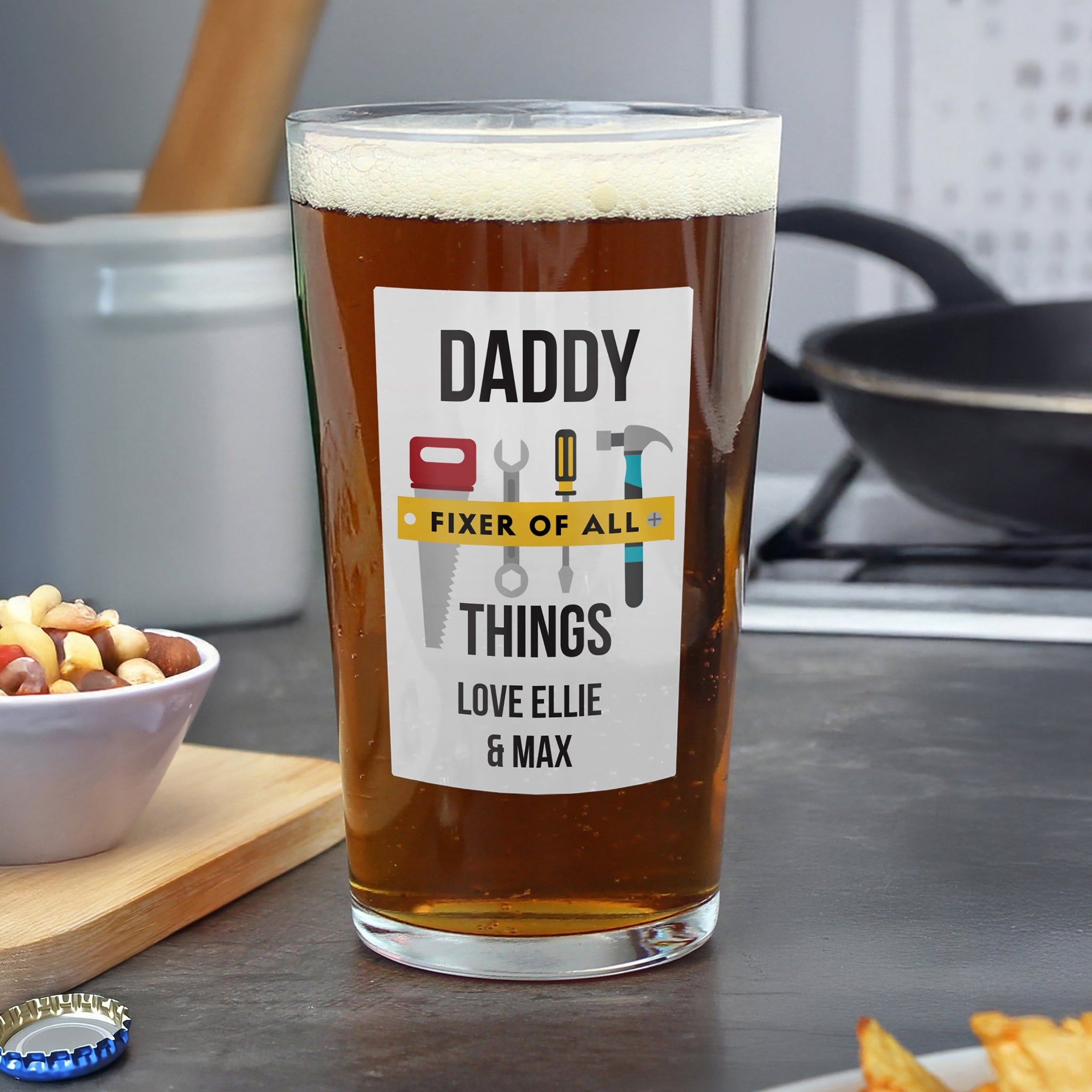 Personalised Fixer Of All Things Printed Beer Glass: 1 - Beer Glasses By Gift Moments
