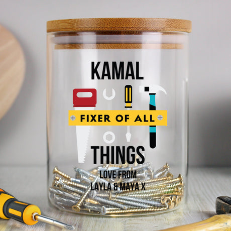 Personalised Fixer of All Things Storage Jar: 1 - Storage By Gift Moments