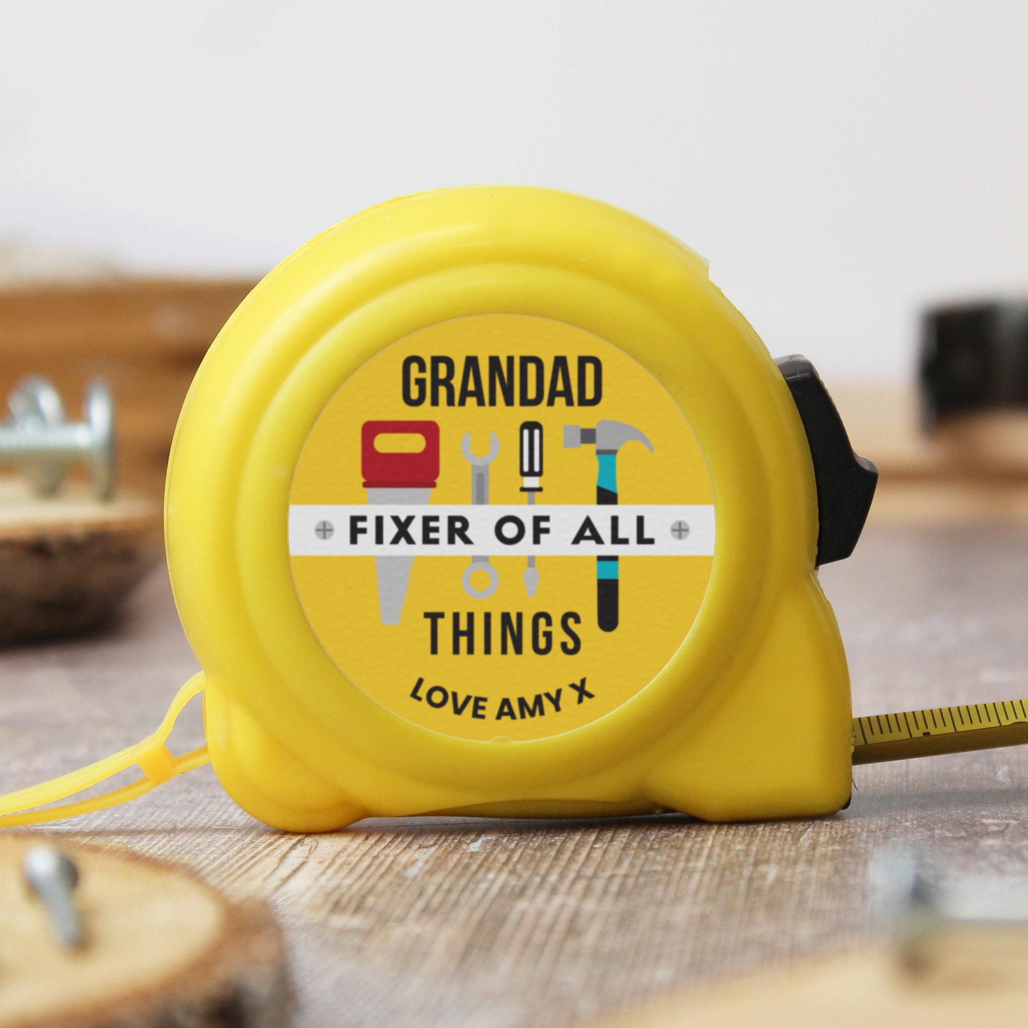 Personalised Fixer of All Things Tape Measure: 2 - Tools & Storage By Gift Moments