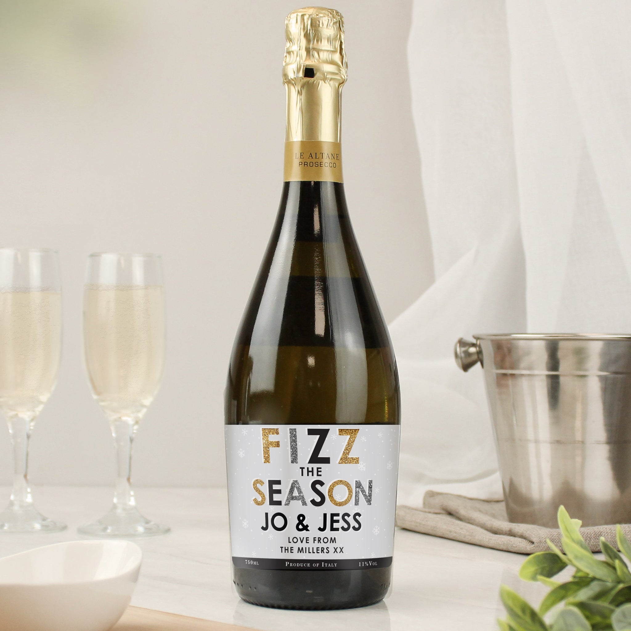 Personalised Fizz The Season Bottle of Prosecco: 1 - Prosecco By Gift Moments