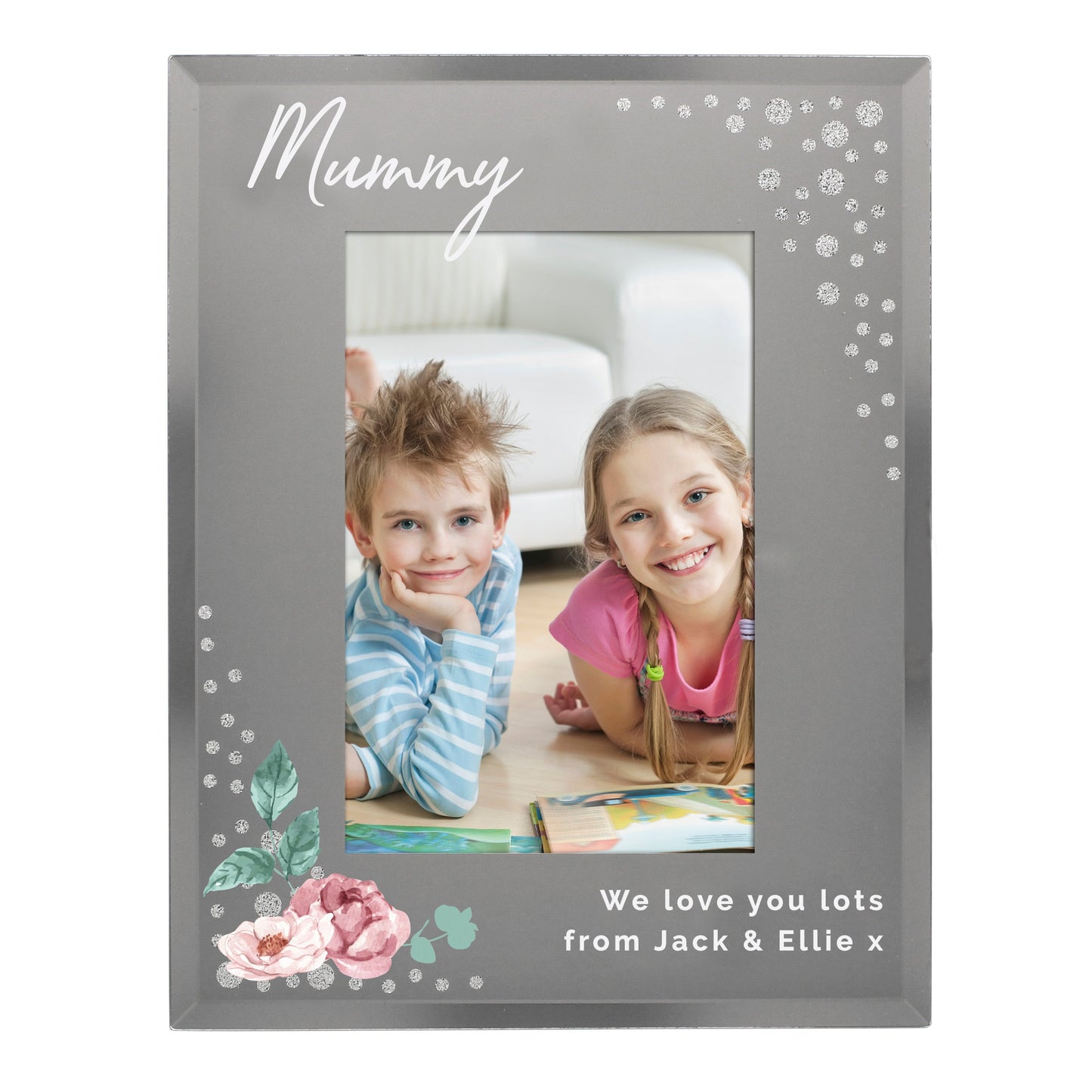Personalised Floral 6x4 Diamante Glass Photo Frame: 5 - Photo Frames By Gift Moments