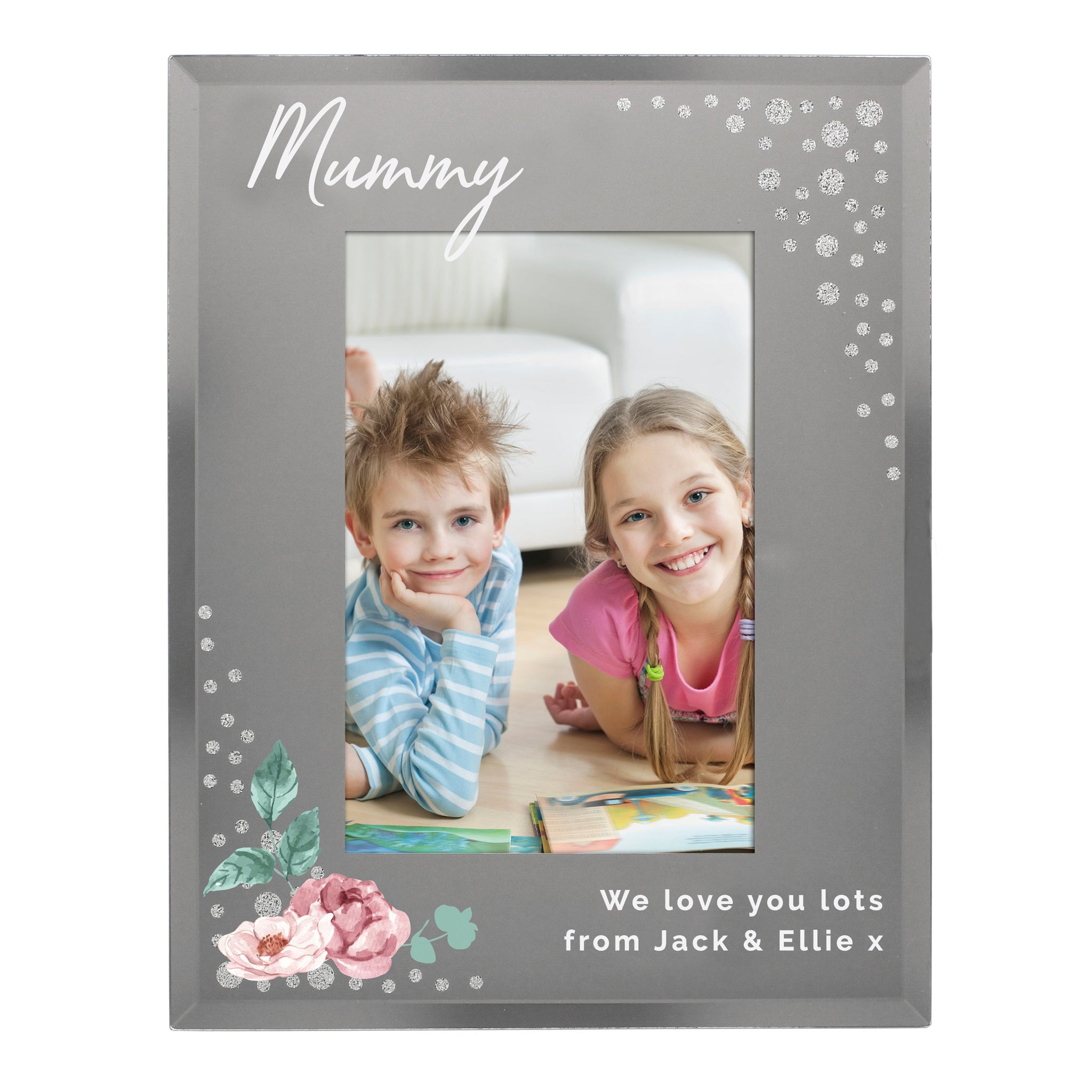 Personalised Floral 6x4 Diamante Glass Photo Frame: 5 - Photo Frames By Gift Moments