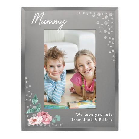 Personalised Floral 6x4 Diamante Glass Photo Frame: 5 - Photo Frames By Gift Moments
