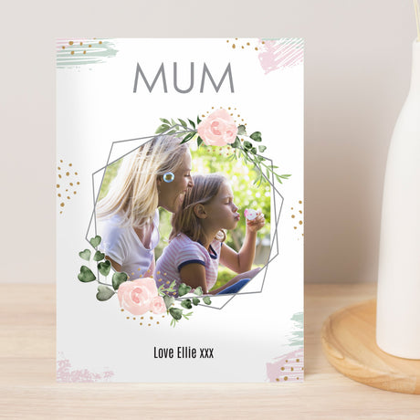 Personalised Floral Abstract Photo Upload Card: 2 - Greeting Cards By Gift Moments