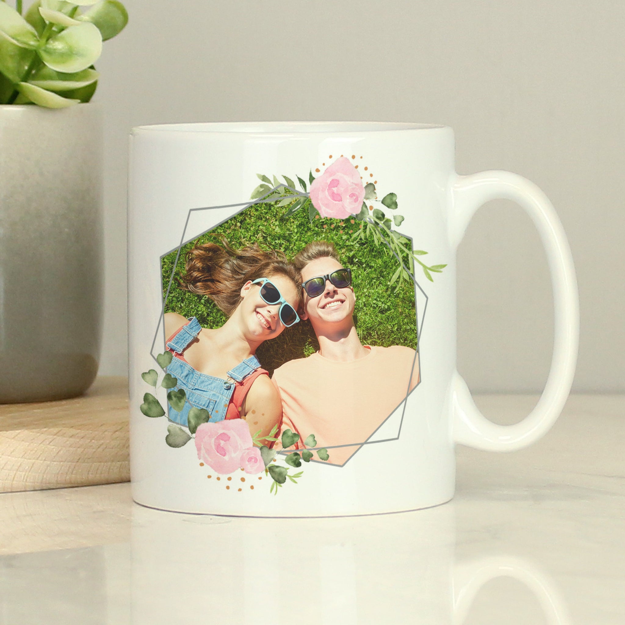 Personalised Floral Abstract Photo Upload Mug: 3 - Mugs By Gift Moments
