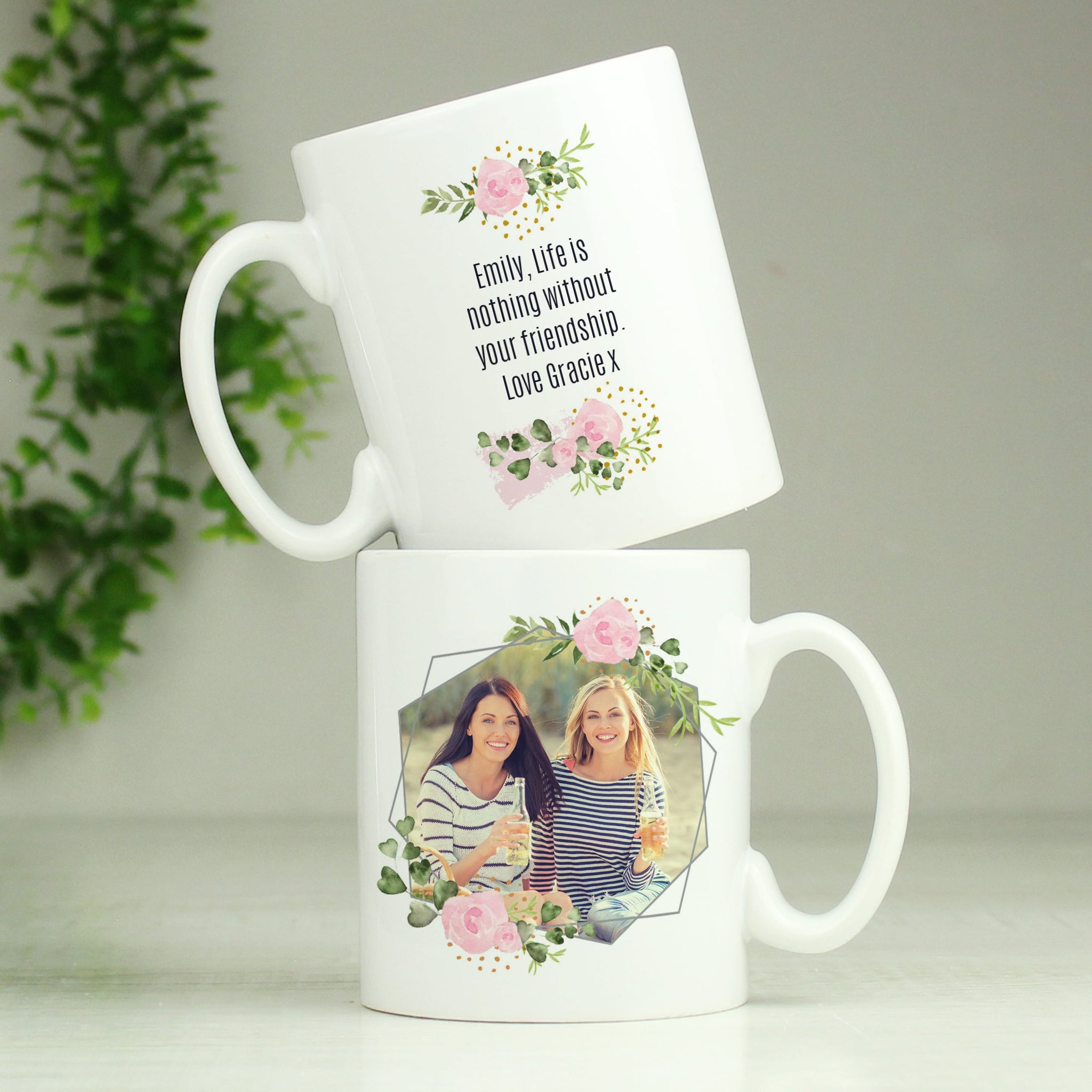 Personalised Floral Abstract Photo Upload Mug: 2 - Mugs By Gift Moments