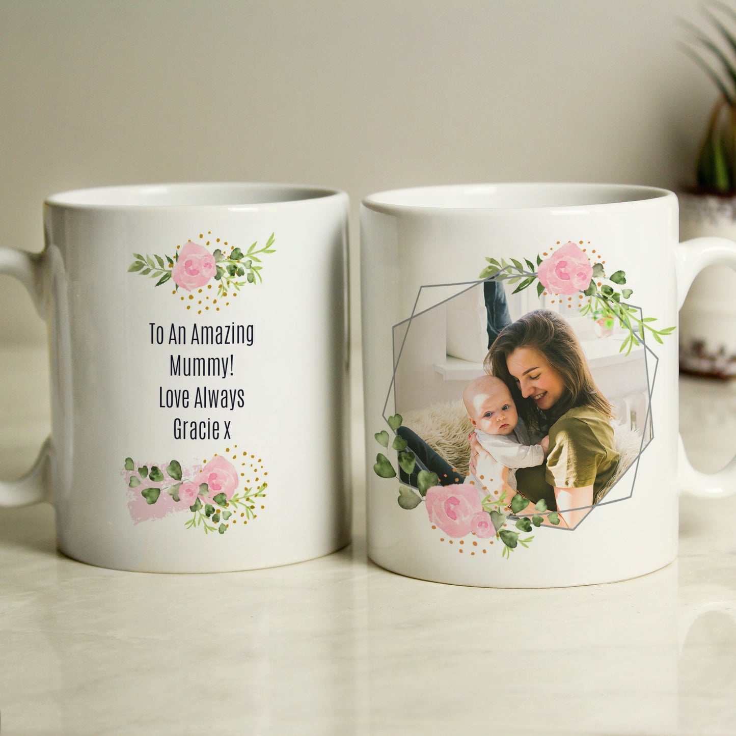 Personalised Floral Abstract Photo Upload Mug: 4 - Mugs By Gift Moments