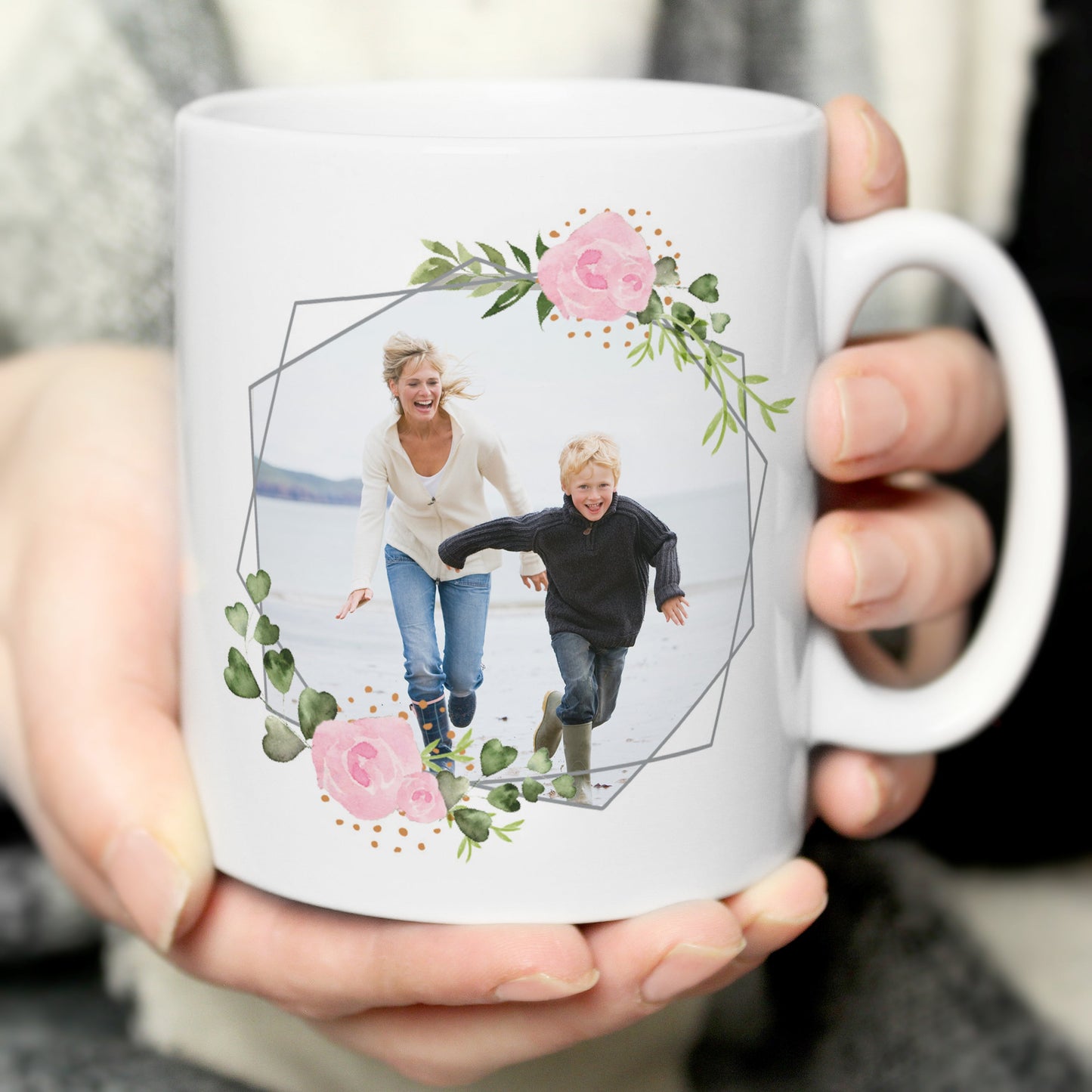 Personalised Floral Abstract Photo Upload Mug: 6 - Mugs By Gift Moments