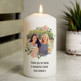 Personalised Floral Abstract Photo Upload Pillar Candle: 6 - Candles By Gift Moments